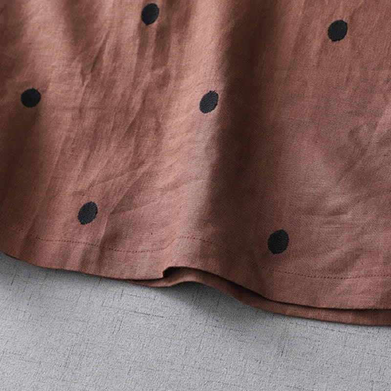 Buddha Stones Abito estivo casual boho da donna a maniche corte con coulisse e stampa a pois astratti, con tasca. - image 16