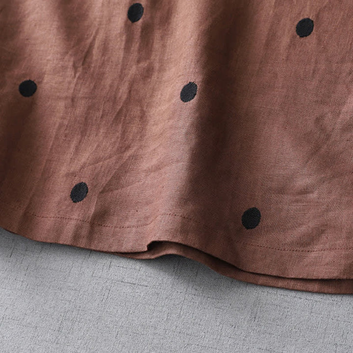 Buddha Stones Abito estivo casual boho da donna a maniche corte con coulisse e stampa a pois astratti, con tasca. - image 16