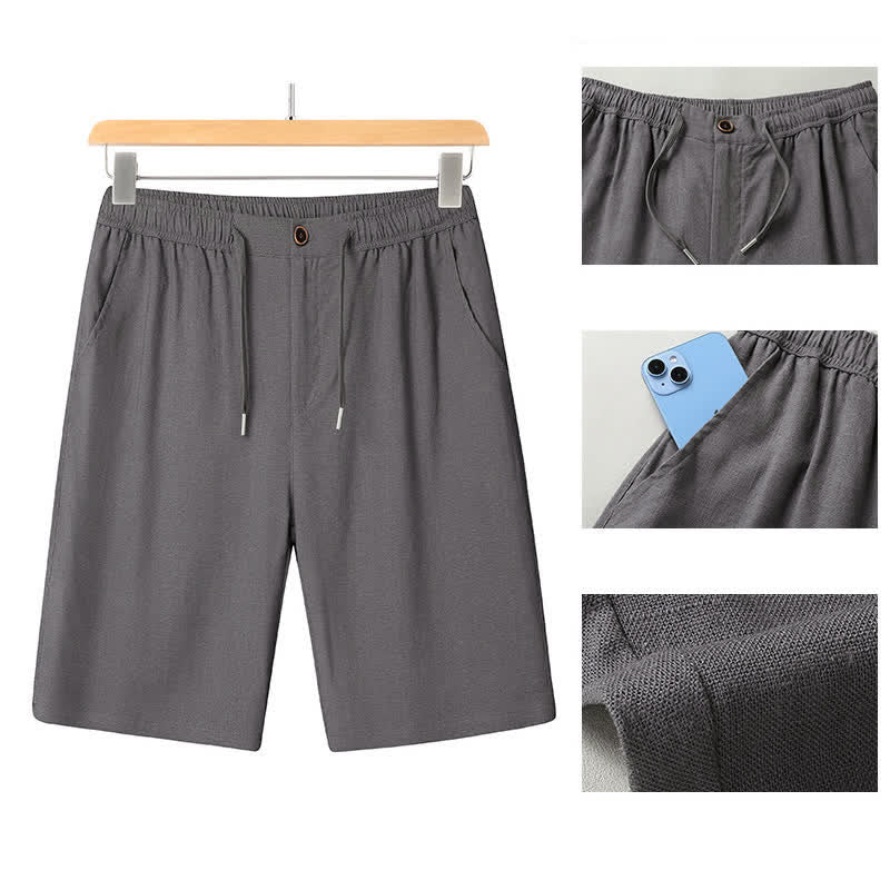 Buddha Stones Completo estivo casual da uomo con camicia a maniche corte, colletto alla coreana e pantaloni con coulisse, con tasche. - image 14