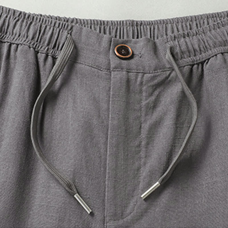 Buddha Stones Completo estivo casual da uomo con camicia a maniche corte, colletto alla coreana e pantaloni con coulisse, con tasche. - image 15