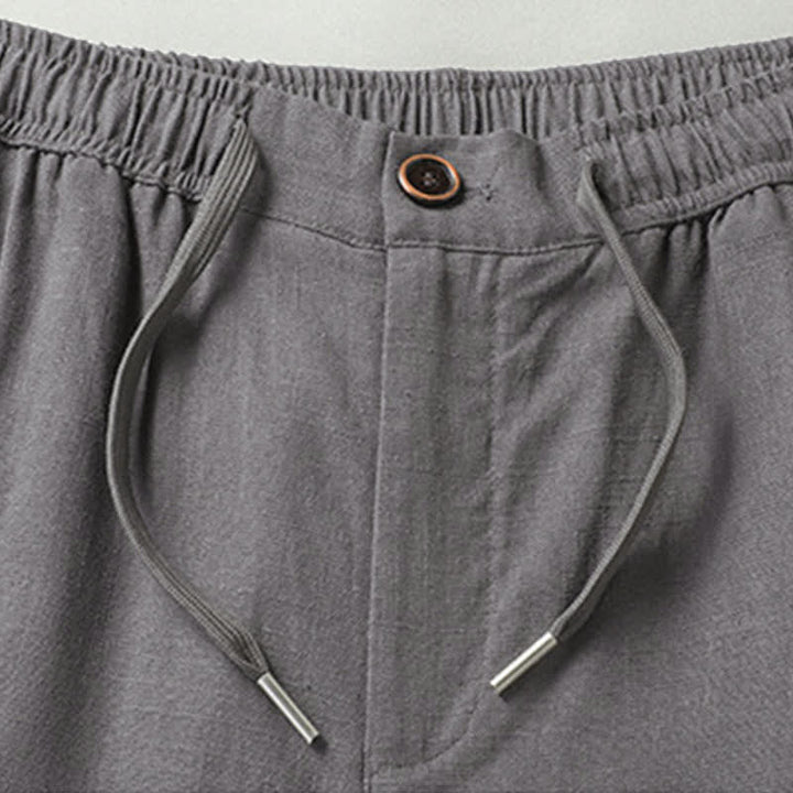 Buddha Stones Completo estivo casual da uomo con camicia a maniche corte, colletto alla coreana e pantaloni con coulisse, con tasche. - image 15