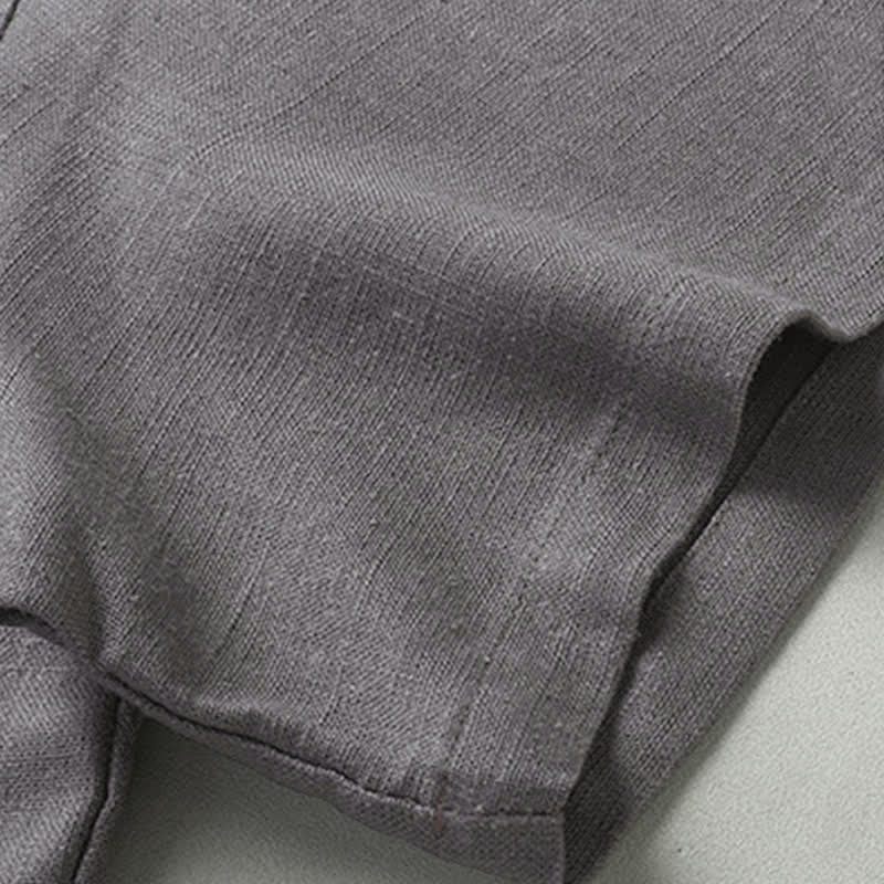 Buddha Stones Completo estivo casual da uomo con camicia a maniche corte, colletto alla coreana e pantaloni con coulisse, con tasche. - image 10