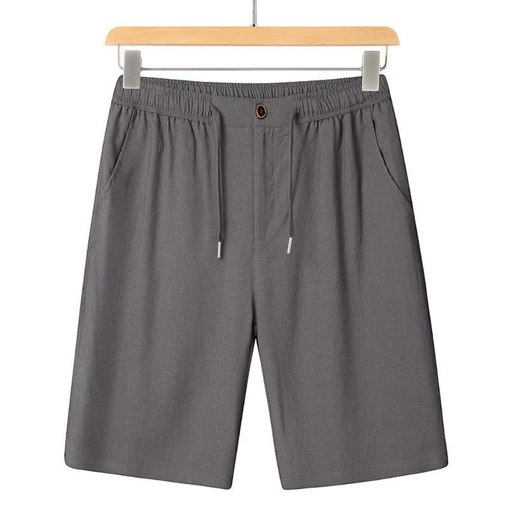 Buddha Stones Completo estivo casual da uomo con camicia a maniche corte, colletto alla coreana e pantaloni con coulisse, con tasche. - Pantaloni grigio scuro - US/UK/AU46, EU56 (5XL) - image 13