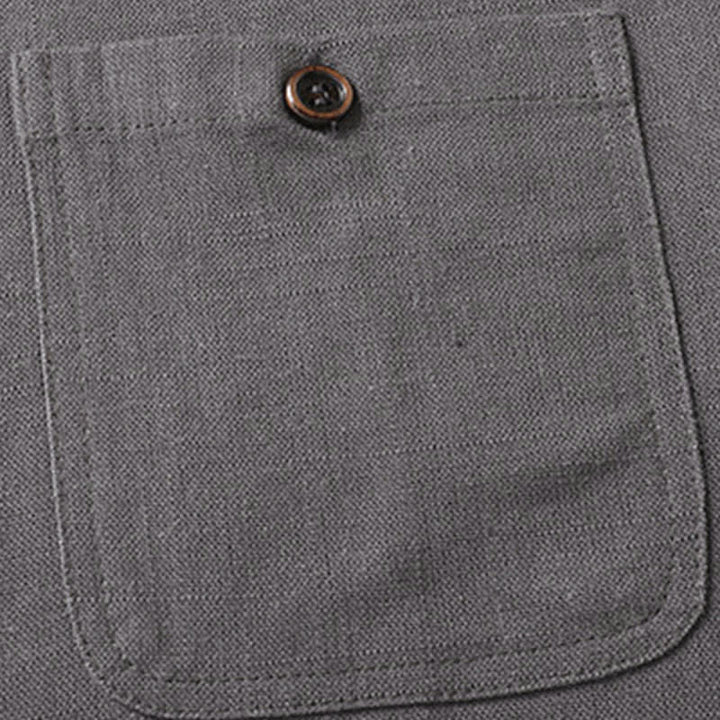Buddha Stones Completo estivo casual da uomo con camicia a maniche corte, colletto alla coreana e pantaloni con coulisse, con tasche. - image 9