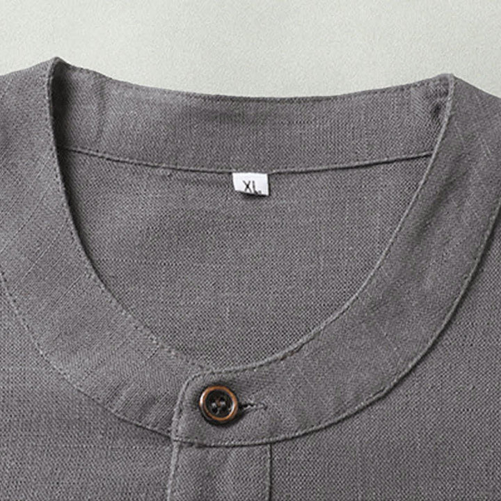 Buddha Stones Completo estivo casual da uomo con camicia a maniche corte, colletto alla coreana e pantaloni con coulisse, con tasche. - image 6