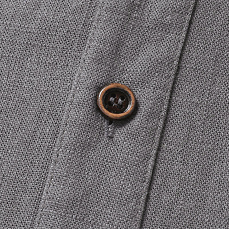 Buddha Stones Completo estivo casual da uomo con camicia a maniche corte, colletto alla coreana e pantaloni con coulisse, con tasche. - image 8
