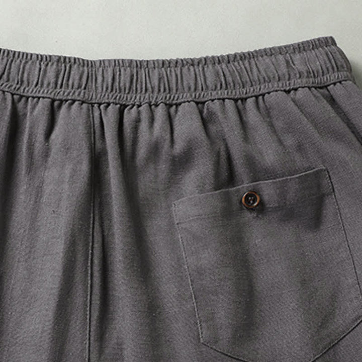 Buddha Stones Completo estivo casual da uomo con camicia a maniche corte, colletto alla coreana e pantaloni con coulisse, con tasche. - image 18