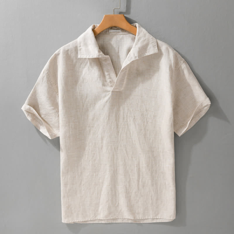 Buddha Stones Camicia da uomo estiva casual minimalista a maniche corte, tinta unita. - Biancheria - US/UK/AU42, EU52 (3XL) - image 0