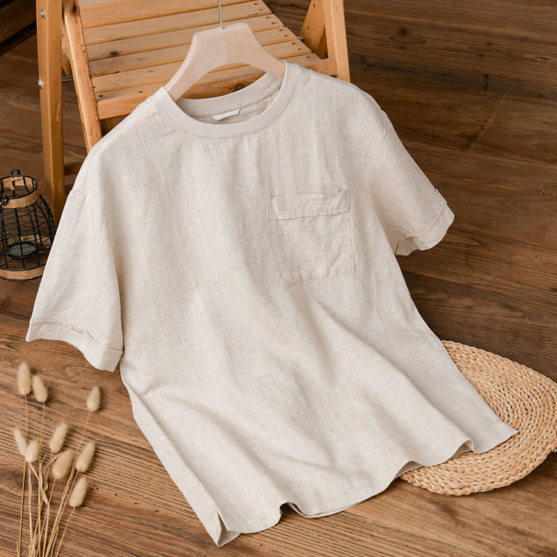 Buddha Stones T-shirt da uomo a maniche corte, tinta unita, casual, minimalista, estiva, con taschino applicato. - Biancheria - US/UK/AU42, EU52 (3XL) - image 0