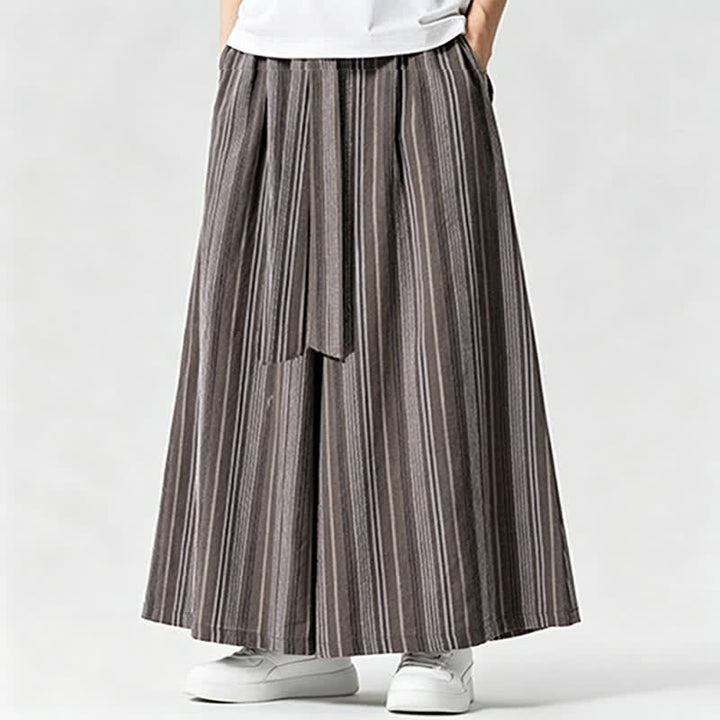 Buddha Stones Pantaloni estivi vintage a righe con coulisse, pantaloni da uomo a gamba larga con tasca - Grigio ardesia - US/UK/AU42, EU52 (3XL) - image 19