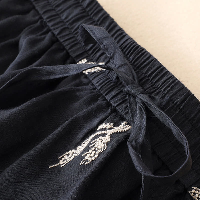 Buddha Stones Pantaloni corti da donna estivi in ​​stile boho casual con stampa floreale e coulisse, gamba larga. - image 5