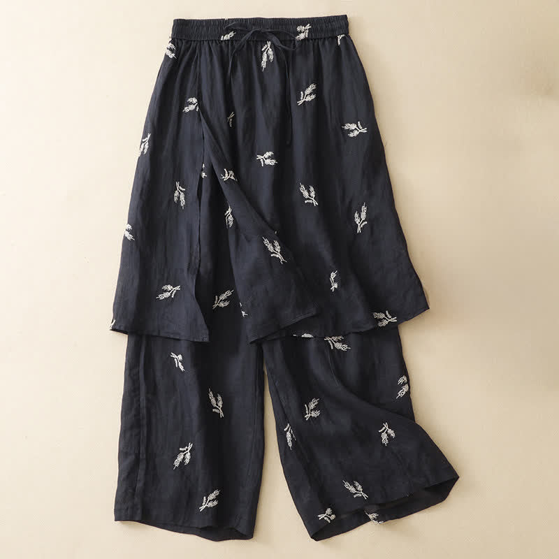 Buddha Stones Pantaloni corti da donna estivi in ​​stile boho casual con stampa floreale e coulisse, gamba larga. - Nero - US8-10, UK/AU12-14, EU40-42 (2XL) - image 0