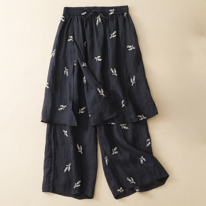Buddha Stones Pantaloni corti da donna estivi in ​​stile boho casual con stampa floreale e coulisse, gamba larga. - Nero - US8-10, UK/AU12-14, EU40-42 (2XL) - image 0