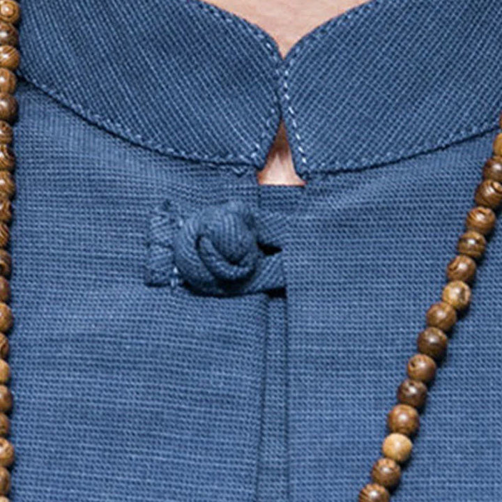 Buddha Stones Camicia da uomo a maniche corte, tinta unita, stile Tang estivo, con colletto alla coreana. - image 8
