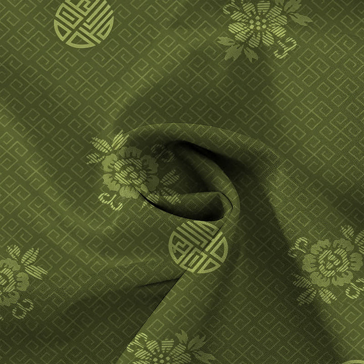 Buddha Stones Camicia da uomo a maniche corte traspirante con bottoni e motivo a medaglione floreale geometrico. - image 9