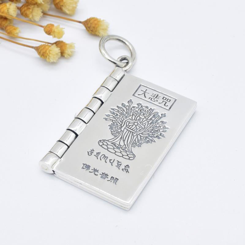 Buddha Stones 990 Argento Sterling Cuore Sutra Grande Compassione Shurangama Mantra Loto Vajra Collana Pendente Pace - Mantra della Grande Compassione - image 9