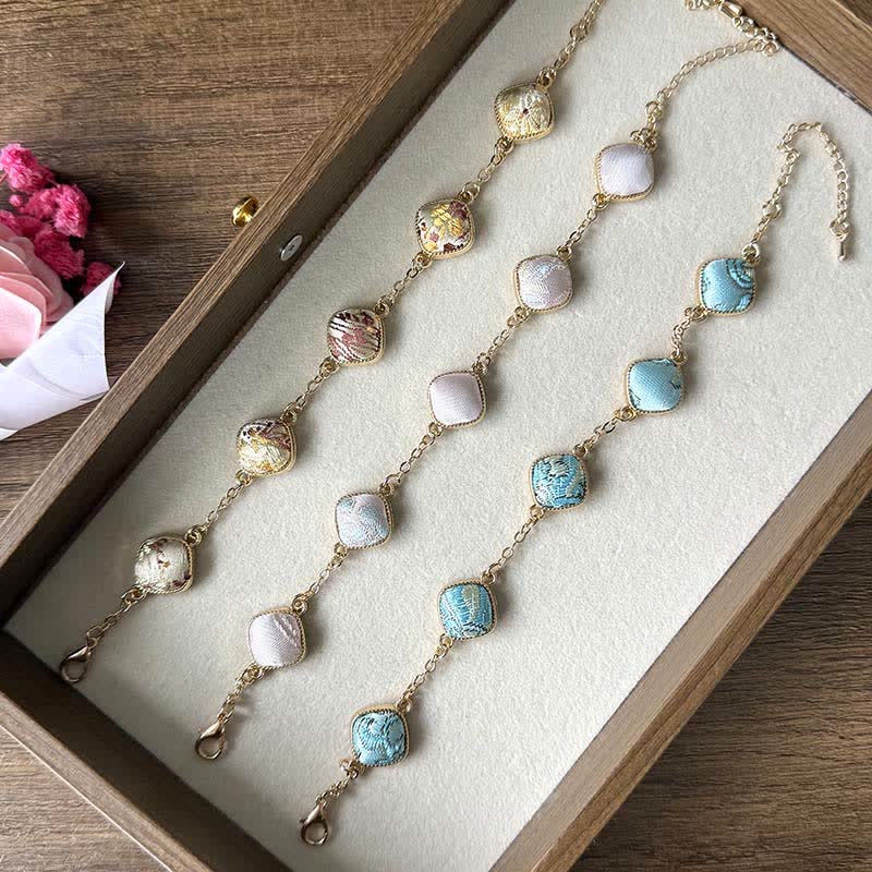 Buddha Stones Bracciale quadrato in broccato Copper Song Vintage Elegance - image 12
