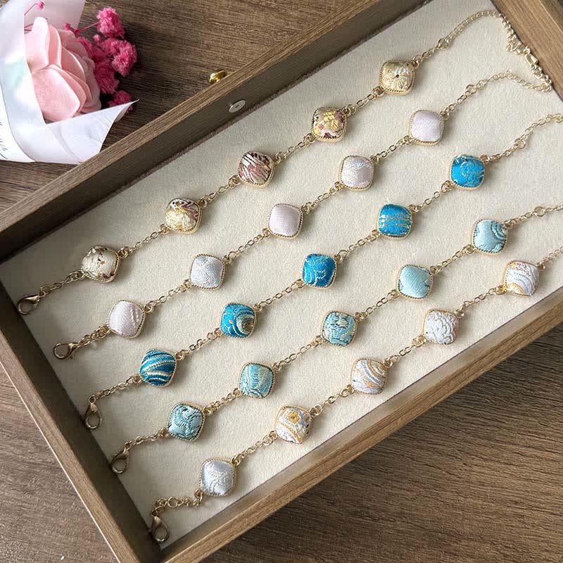 Buddha Stones Bracciale quadrato in broccato Copper Song Vintage Elegance - image 13