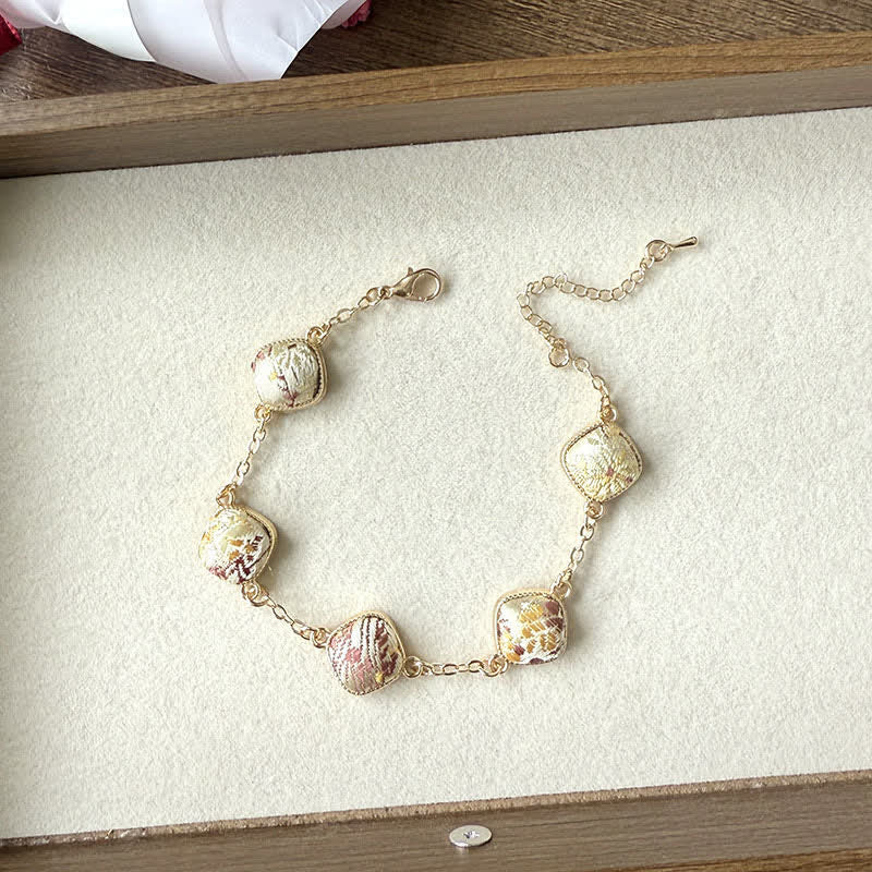 Buddha Stones Bracciale quadrato in broccato Copper Song Vintage Elegance - Champagne (stessa tonalità di colore, fantasia variabile) - image 9