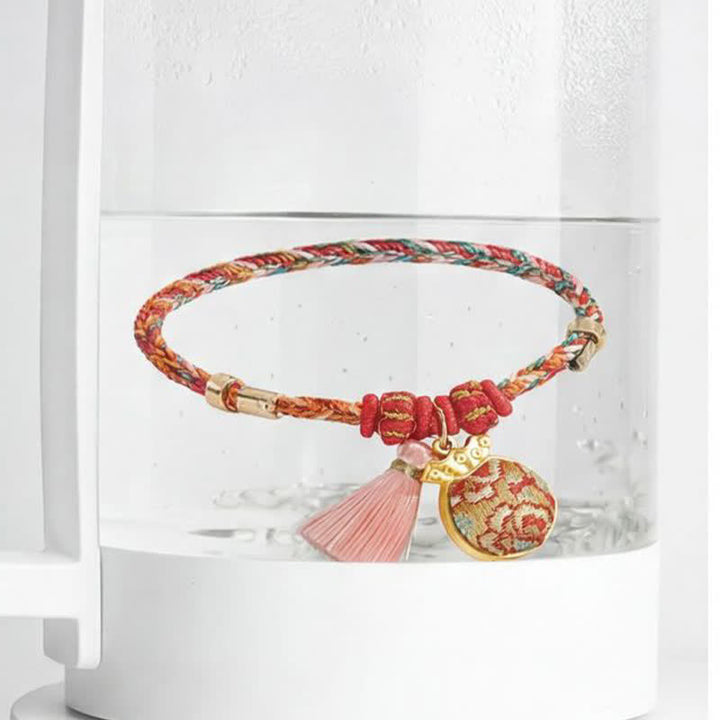 Buddha Stones Braccialetto di protezione con ciondolo a forma di lucchetto cinese e sacchetto portamonete a cinque colori, intrecciato a mano a forma di mela, zucca e lucchetto cinese. - image 32