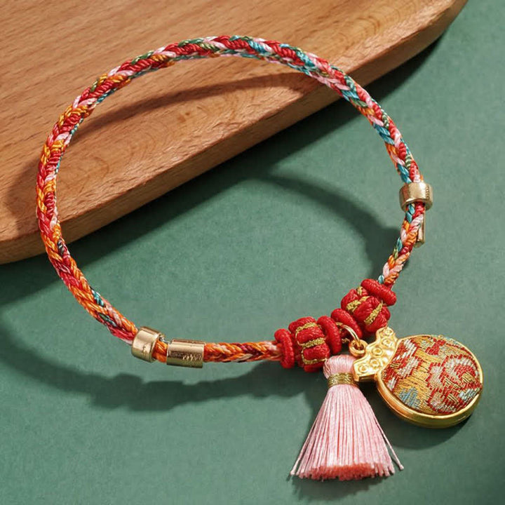 Buddha Stones Braccialetto di protezione con ciondolo a forma di lucchetto cinese e sacchetto portamonete a cinque colori, intrecciato a mano a forma di mela, zucca e lucchetto cinese. - image 18