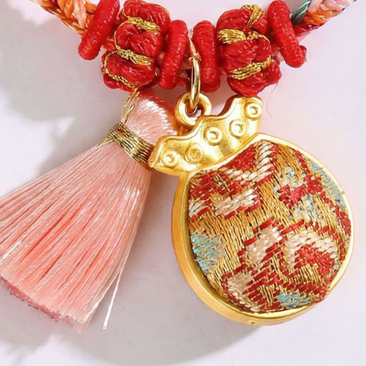 Buddha Stones Braccialetto di protezione con ciondolo a forma di lucchetto cinese e sacchetto portamonete a cinque colori, intrecciato a mano a forma di mela, zucca e lucchetto cinese. - image 19