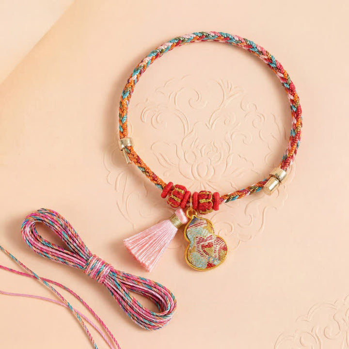 Buddha Stones Braccialetto di protezione con ciondolo a forma di lucchetto cinese e sacchetto portamonete a cinque colori, intrecciato a mano a forma di mela, zucca e lucchetto cinese. - image 35