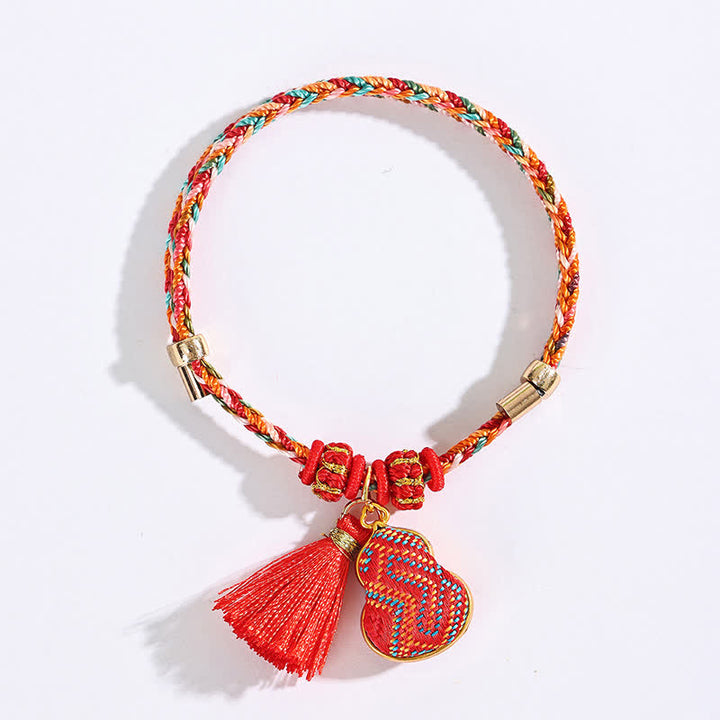 Buddha Stones Braccialetto intrecciato Zongzi con ciondolo a lucchetto cinese, sacchetto portafortuna a cinque colori, broccato rosso Song, mela, zucca e sacchetto di denaro, fatto a mano. - image 16