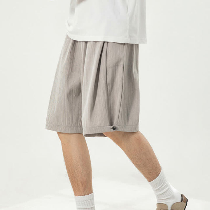 Buddha Stones Pantaloncini da uomo estivi casual minimalisti con coulisse in vita elasticizzata e tasca. - Gainsboro - US/UK/AU42, EU52 (3XL) - image 0