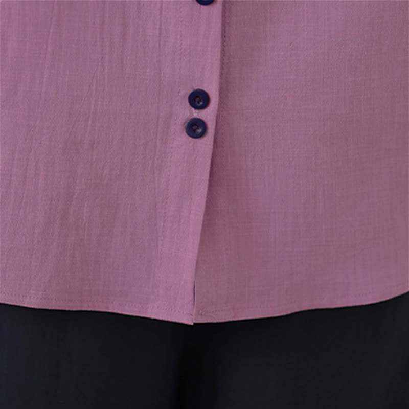 Buddha Stones Camicia da donna a maniche corte, elegante, con colletto a contrasto e chiusura a bottoni, ideale per l'estate. - image 9