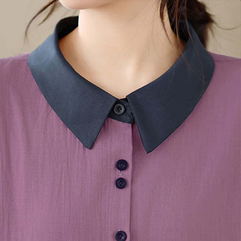 Buddha Stones Camicia da donna a maniche corte, elegante, con colletto a contrasto e chiusura a bottoni, ideale per l'estate. - image 7