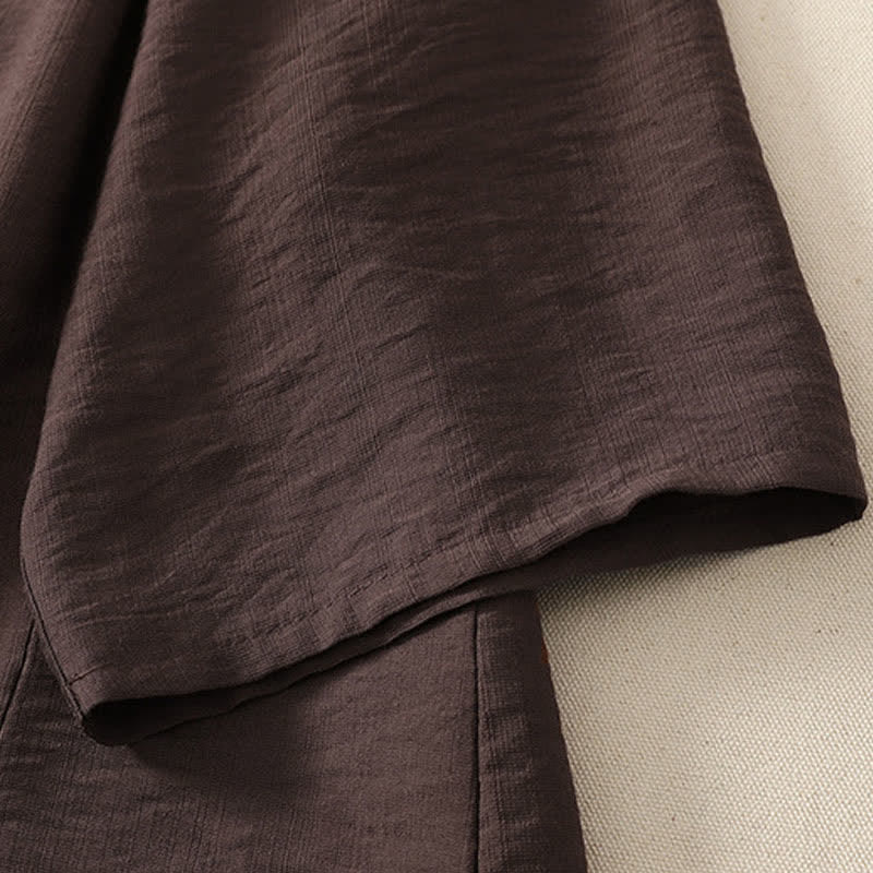 Buddha Stones Camicia da donna estiva casual minimalista a maniche lunghe con bottoni. - image 20