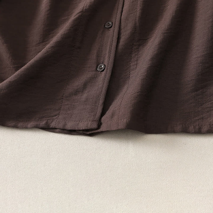 Buddha Stones Camicia da donna estiva casual minimalista a maniche lunghe con bottoni. - image 19