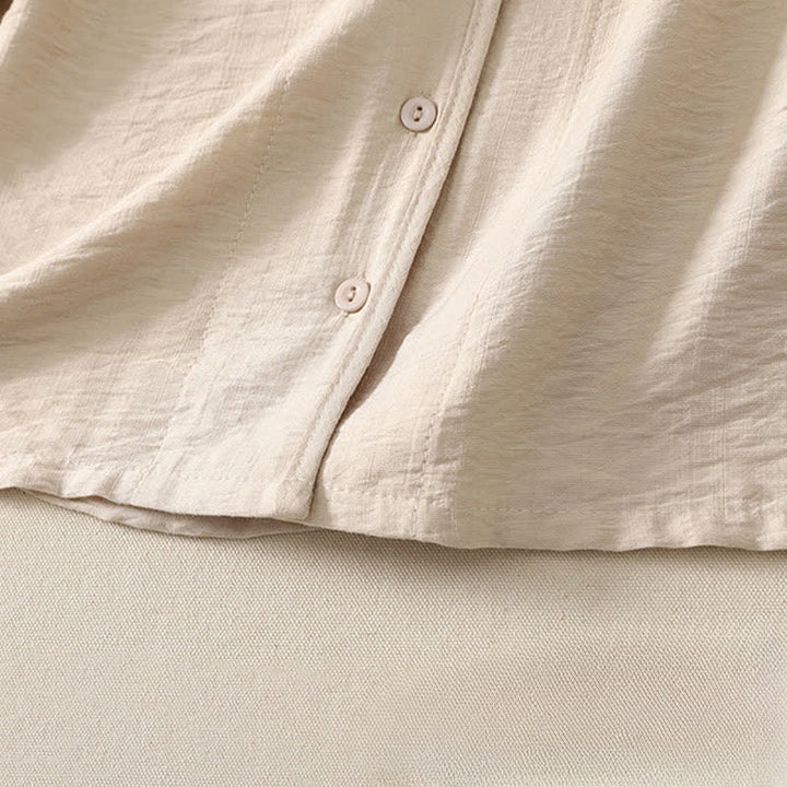 Buddha Stones Camicia da donna estiva casual minimalista a maniche lunghe con bottoni. - image 11