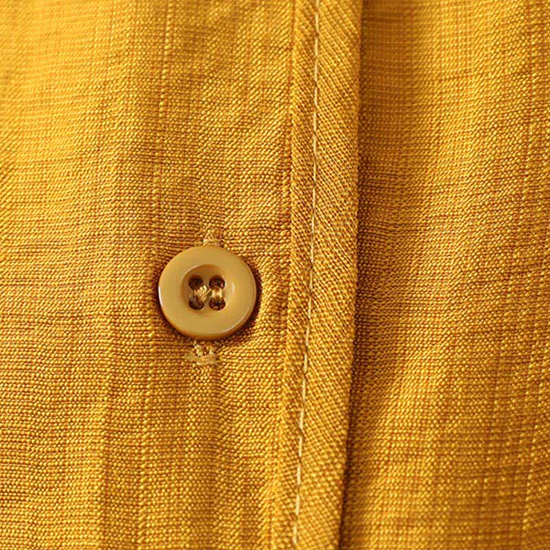 Buddha Stones Camicia da donna estiva casual minimalista a maniche lunghe con bottoni. - image 4