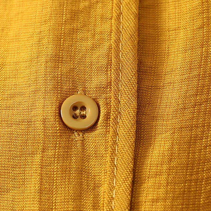 Buddha Stones Camicia da donna estiva casual minimalista a maniche lunghe con bottoni. - image 4