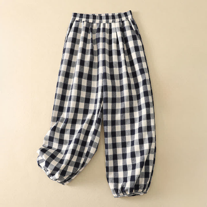 Buddha Stones Pantaloni corti estivi casual a quadri classici da donna, modello harem con tasca - Marina - US8-10, UK/AU12-14, EU40-42 (2XL) - image 8