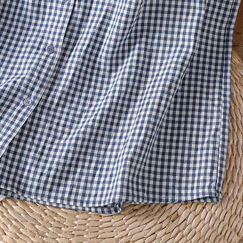 Buddha Stones Camicia senza maniche da donna estiva casual vintage con bottoni e stampa a quadri. - image 12