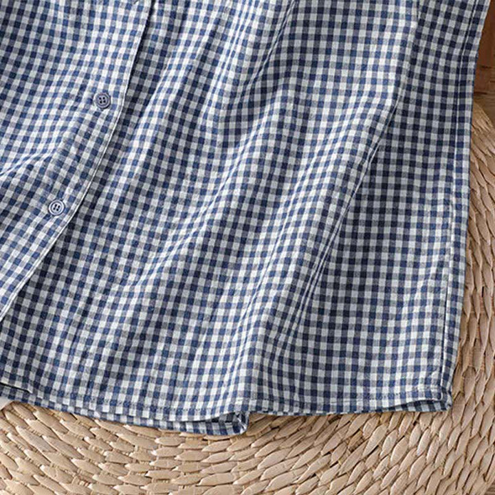 Buddha Stones Camicia senza maniche da donna estiva casual vintage con bottoni e stampa a quadri. - image 12