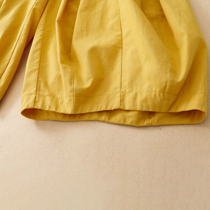 Buddha Stones Pantaloni corti estivi casual minimalisti a tinta unita da donna, modello harem con tasca - image 13