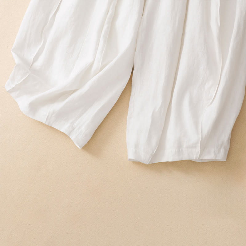 Buddha Stones Pantaloni corti estivi casual minimalisti a tinta unita da donna, modello harem con tasca - image 21
