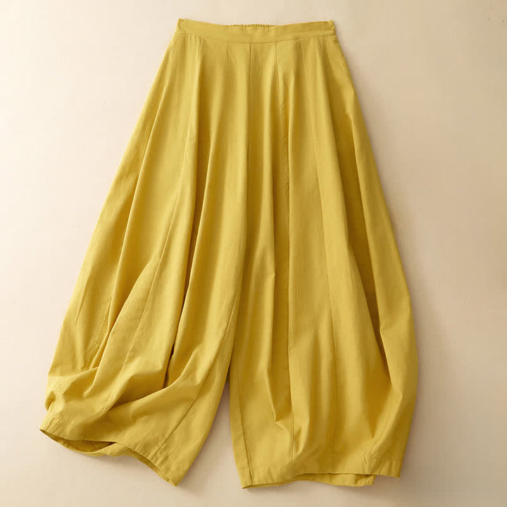 Buddha Stones Pantaloni corti estivi casual minimalisti a tinta unita da donna, modello harem con tasca - Verga d'oro - US12, UK/AU16, EU44 (2XL) - image 5