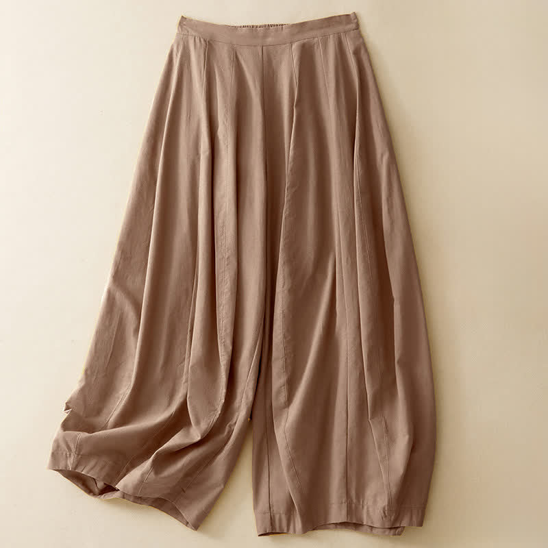 Buddha Stones Pantaloni corti estivi casual minimalisti a tinta unita da donna, modello harem con tasca - Tan - US12, UK/AU16, EU44 (2XL) - image 0
