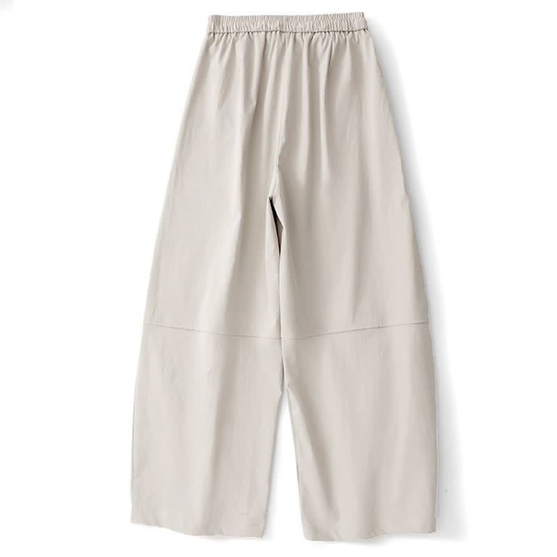 Buddha Stones Pantaloni estivi casual minimalisti con coulisse in cotone tinta unita, modello harem da donna con tasca. - image 9