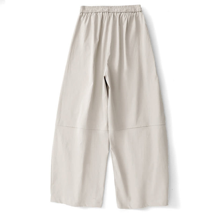 Buddha Stones Pantaloni estivi casual minimalisti con coulisse in cotone tinta unita, modello harem da donna con tasca. - image 9