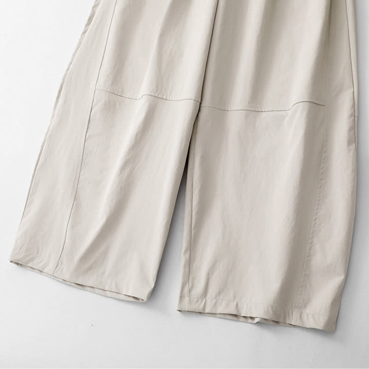 Buddha Stones Pantaloni estivi casual minimalisti con coulisse in cotone tinta unita, modello harem da donna con tasca. - image 15