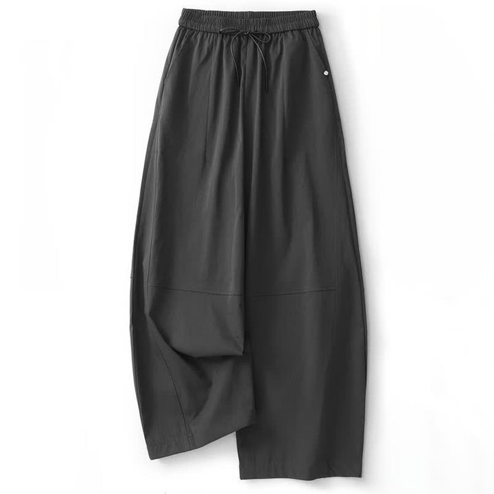 Buddha Stones Pantaloni estivi casual minimalisti con coulisse in cotone tinta unita, modello harem da donna con tasca. - Grigio tenue - US8-10, UK/AU12-14, EU40-42 (2XL) - image 0