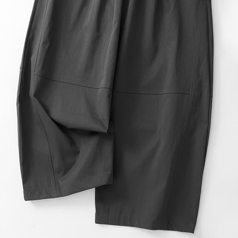 Buddha Stones Pantaloni estivi casual minimalisti con coulisse in cotone tinta unita, modello harem da donna con tasca. - image 6