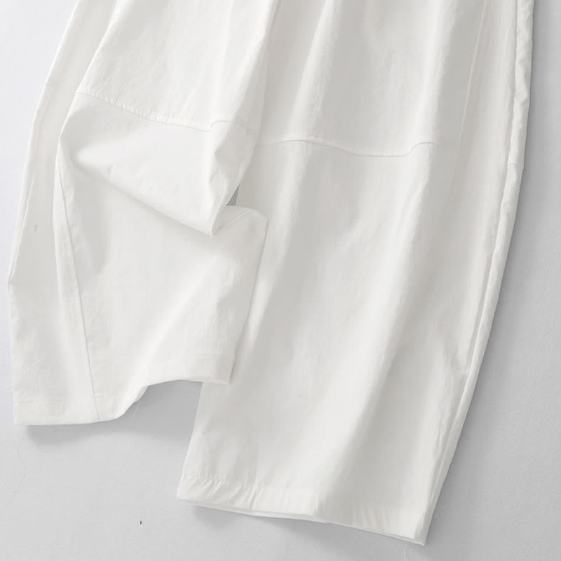 Buddha Stones Pantaloni estivi casual minimalisti con coulisse in cotone tinta unita, modello harem da donna con tasca. - image 21
