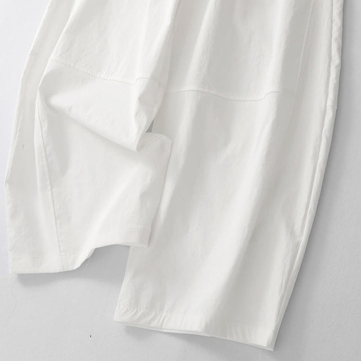 Buddha Stones Pantaloni estivi casual minimalisti con coulisse in cotone tinta unita, modello harem da donna con tasca. - image 21
